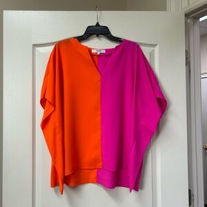 CROSBY Colorblock Women's Top - Orange and Pink